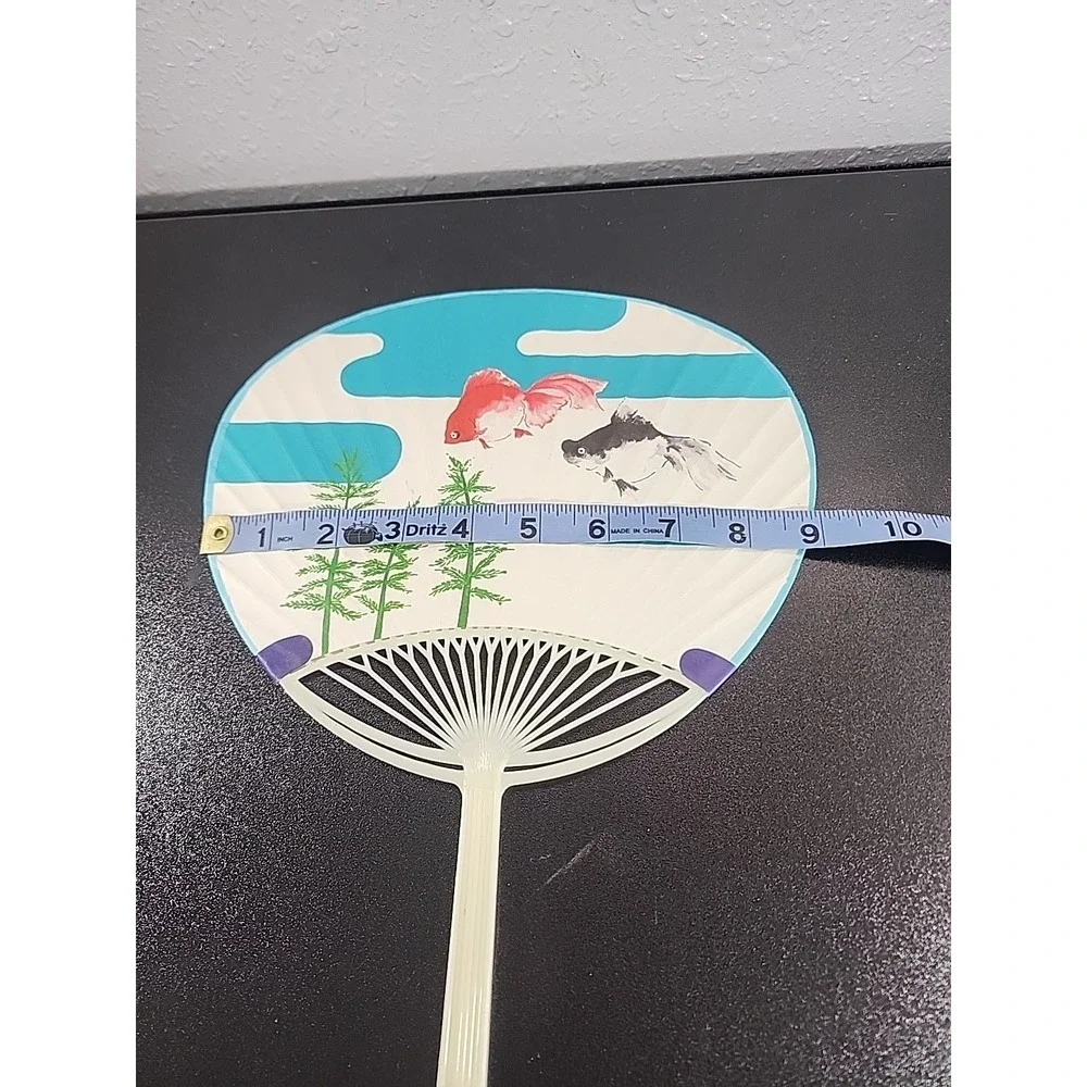 Japanese Uchiwa Flat Fan ‎ Plastic Handle Kingyo Goldfish Advertise Made Japan